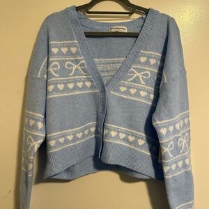 No Boundaries Light Blue and White Cardigan